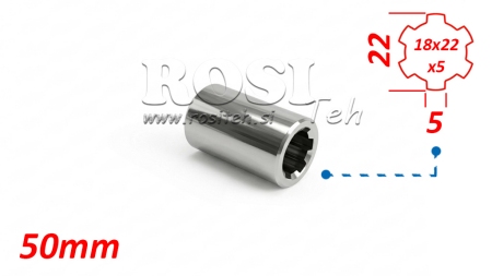 ADAPTATEUR CARDAN BAGUE 18x22x5 (6 CANNELURES) (50 mm)