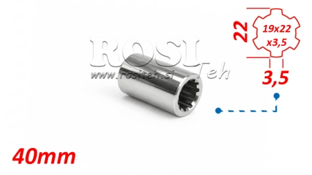 ADAPTATEUR CARDAN BAGUE 19x22x3,5 (10 CANNELURES) (40 mm)