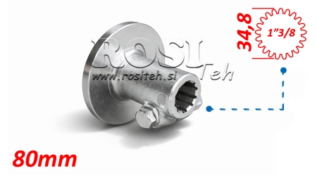 ADAPTATEUR CARDAN AVEC BRIDE ET GOUPILLE 1-3/8 (80 mm) (21 CANNELURES)