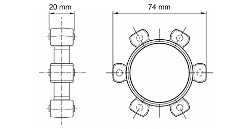ZVEZDNA GUMI SKLOPKA ZA VMESNIK ND16-ND17 (74mm)