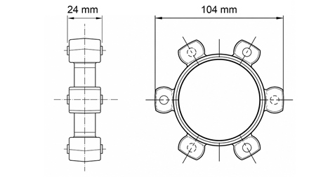 ZVEZDNA GUMI SKLOPKA ZA VMESNIK ND43-ND44 (104mm)