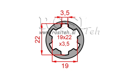 ADAPTATEUR CARDAN BAGUE 19x22x3,5 (10 CANNELURES) (40 mm)
