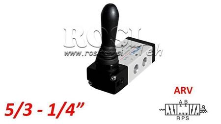 VANNE MANUELLE PNEUMATIQUE 5/3 1/4 PRT-0852-ARV RETOUR AVEC RESSORT