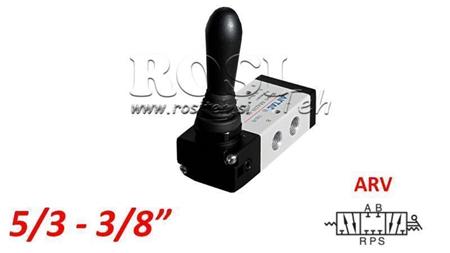 VANNE MANUELLE PNEUMATIQUE 5/3 3/8 PRT-0852-ARV RETOUR AVEC RESSORT