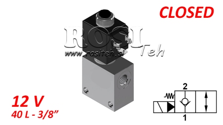 ELECTROVANNE A CLAPET 2/2 NORMALEMENT FERMEE 3/8