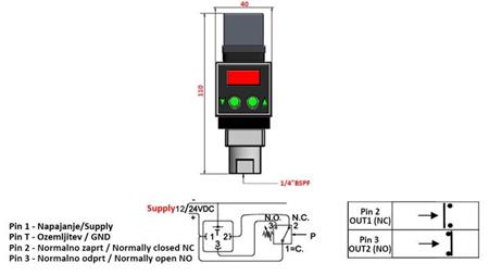 INTERUPTEUR ÉLECTRONIQUE DE PRESSION FL55 0-200 BAR (MAX.500BAR)