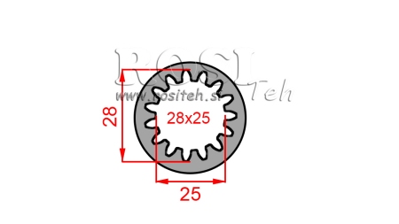 ADAPTATEUR CARDAN BAGUE 28x25 (15 CANNELURES) (60 mm)