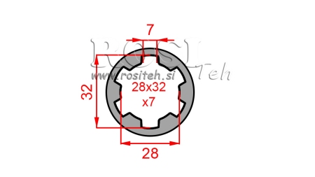 ADAPTATEUR CARDAN BAGUE 28x32x7 (6 CANNELURES) (60 mm)