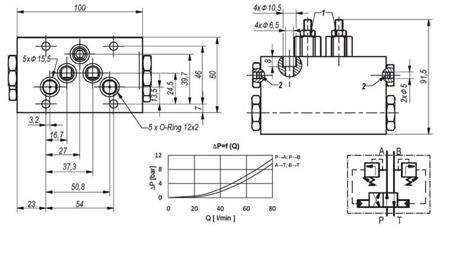 VANNE HYDRAULIQUE ROTATIVE MÉCANIQUE POUR BROUETTE HLEVSKE CETOP5 4/2 RHA