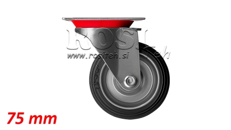 ROUE 75mm AVEC BASE PIVOTANTE