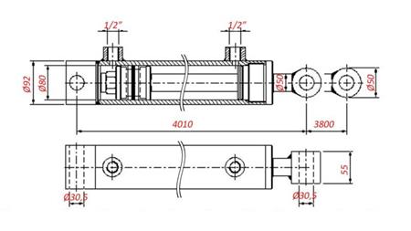 CYLINDRE HYDRAULIQUE POUR REMORQUAGE - TROU 80/50-3800