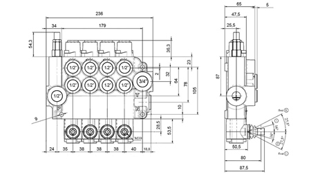 MANUEL DISTRIBUTEUR HYDRAULIQUE MONOBLOC 4xZ80