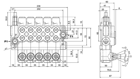 MANUEL DISTRIBUTEUR HYDRAULIQUE MONOBLOC 5xZ50