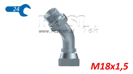 HIDRAVLIČNO KOLENO 45° BSP MOŠKO-ŽENSKO M18x1,5