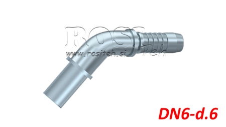 COUPLEUR HYDRAULIQUE DURITE TRANSITION COUDE 45° DN6-d.6