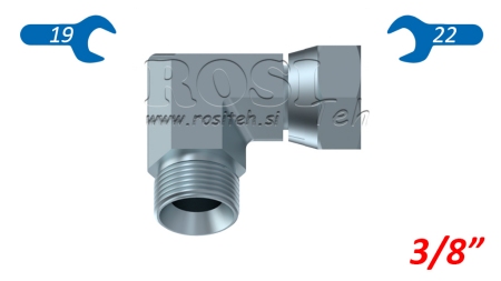 HIDRAVLIČNO KOLENO 90° BSP KRATKO VRTLJIVA MATICA-MOŠKO 3/8