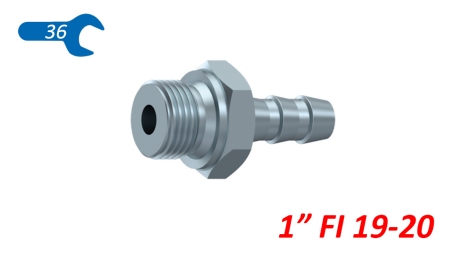 RACCORD MALE HYDRAULIQUE 1 POUR DURITE EN CAOUTCHOUC Φ 19-20