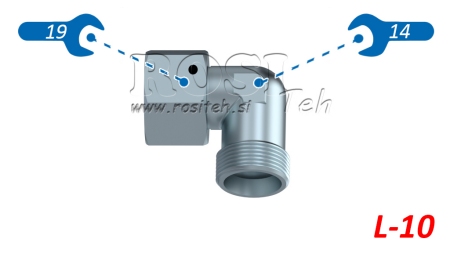 COUDE HYDRAULIQUE 90° L-10 AVEC ÉCROU TOURNANT M16X1,5