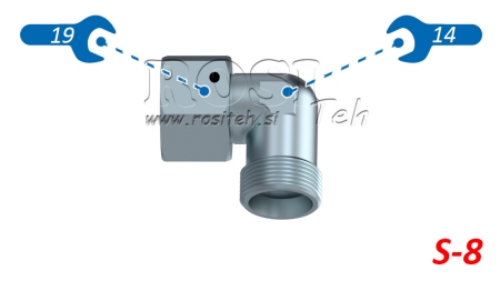 HIDRAVLIČNO KOLENO 90° S-8 Z VRTLJIVO MATICO M16x1,5