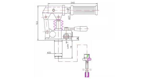 POMPE MANUELLE 45CC -DD- BIDIRECTIONNELLE - dimensions