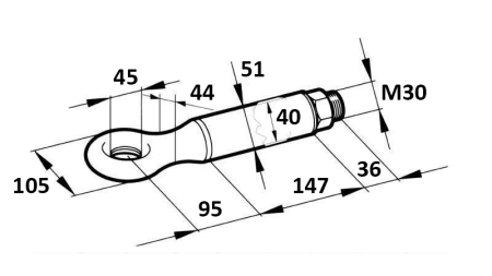 CROCHET DE REMORQUAGE ROTATIF FI45 6000/1100KG