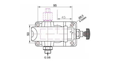 POMPE MANUELLE 12CC -SD- UNIDIRECTIONNELLE - dimensions