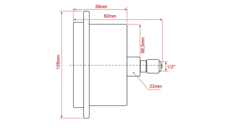MANOMÈTRE DN100 ARRIÈRE 0 - 100 BAR - 1/2