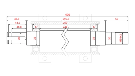 ARBRE DE SCIE CIRCULAIRE EN FONTE 400MM (FILETAGE DROIT)