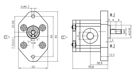 POMPE HYDRAULIQUE 00C2X032 GR.0 - 2cc - DROITE