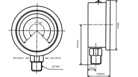 MANOMÈTRE DN63 VERTICAL 0 - 60 BAR - 1/4-dimensions