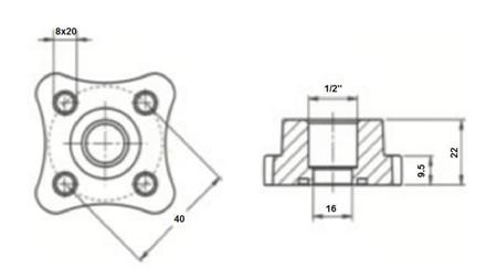 CONNECTEUR DE TUYAU 1/2 - FLANQUE DROITE fi 40