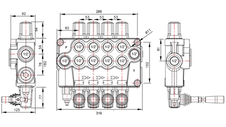 MANUEL DISTRIBUTEUR HYDRAULIQUE MONOBLOC 4xP120