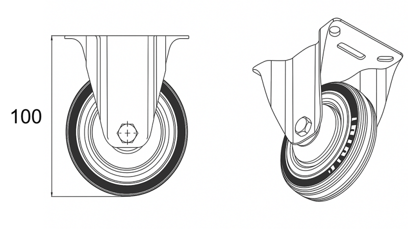 ROUE 75 mm AVEC BASE FIXE