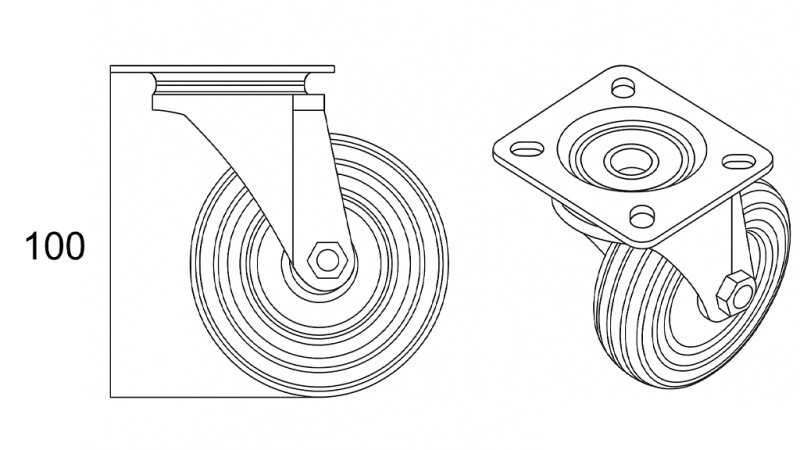 ROUE 75mm AVEC BASE PIVOTANTE