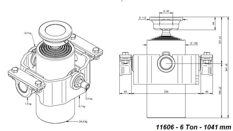 CYLINDRE TÉLESCOPIQUE COMPACT 6 DEGRÉS 1041mm x125 -BILLES