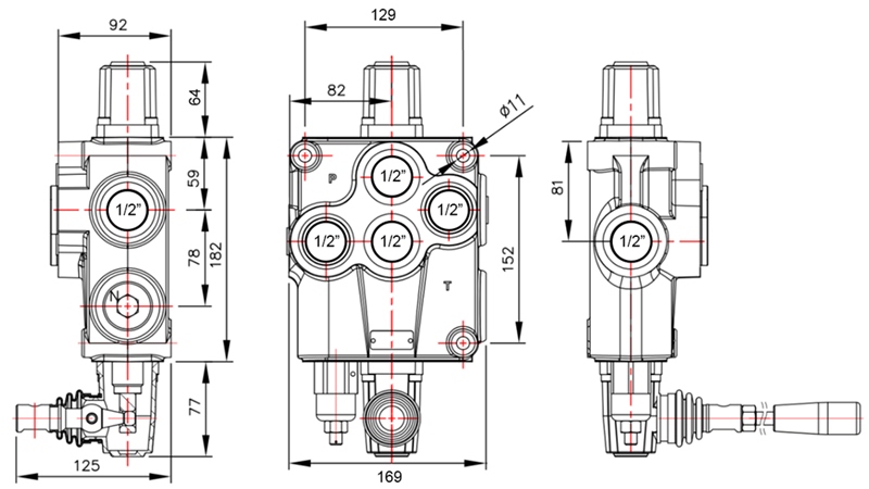 MANUEL DISTRIBUTEUR HYDRAULIQUE MONOBLOC 1xP120